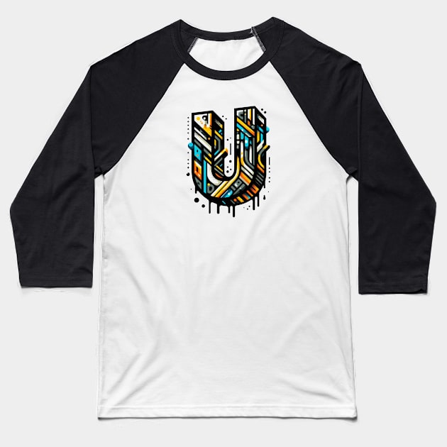 Letter U design graffity style Baseball T-Shirt by grappict